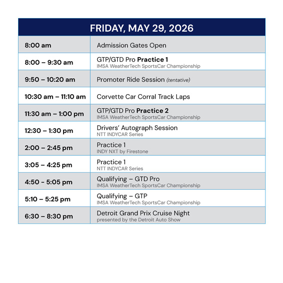 Friday Schedule