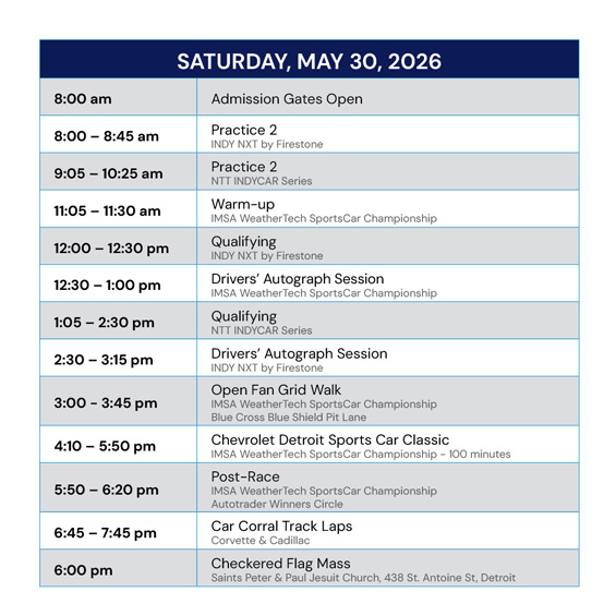 Saturday Schedule