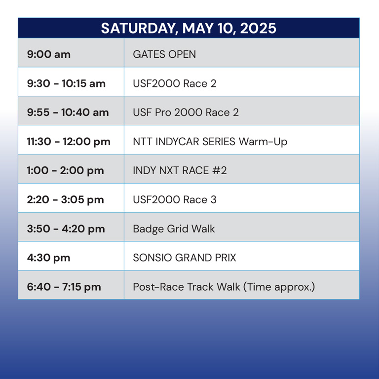 Saturday Schedule